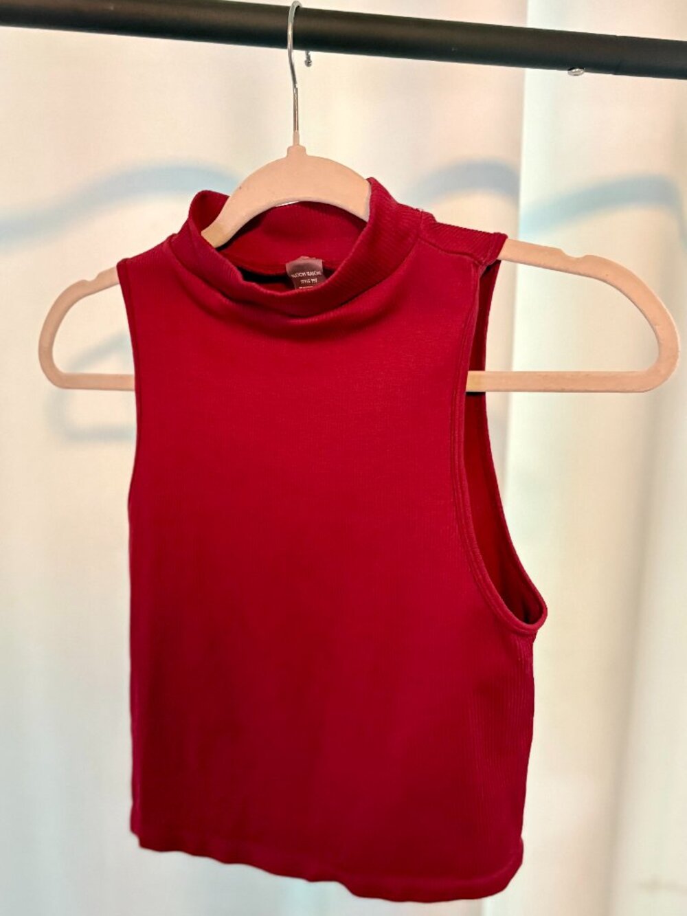 Red Crop Top High Neck